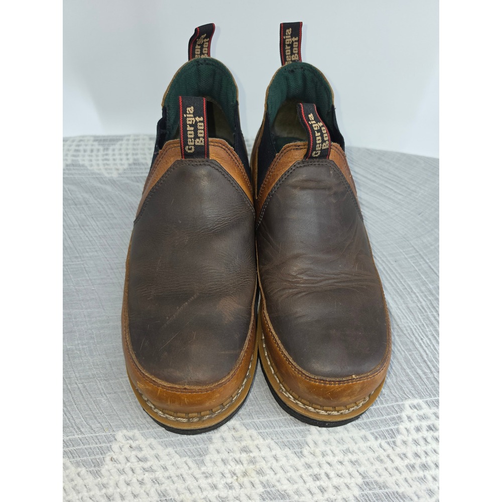 Georgia Boot Mens Romeo Casual Brown Leather Slip On Work Shoes GB00010 Size 10M